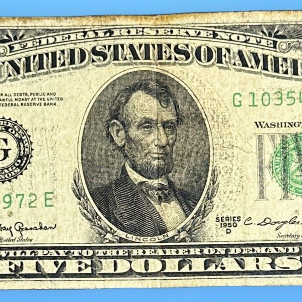 Series 1950 D 5 Dollar USD Error Note